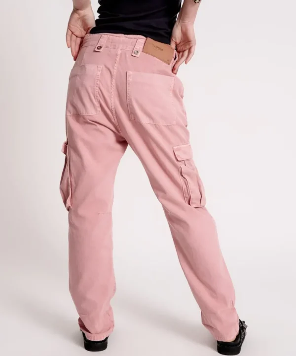 ONE TEASPOON Dirty Pink Cargo Safari Mid Waist Relaxed Pant | Women Denim Jeans