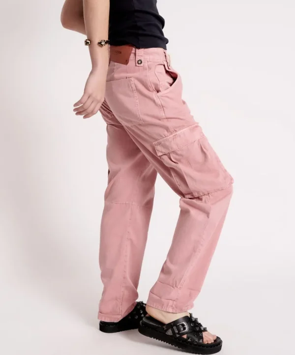 ONE TEASPOON Dirty Pink Cargo Safari Mid Waist Relaxed Pant | Women Denim Jeans