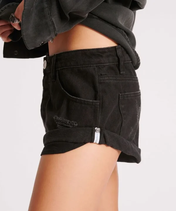 ONE TEASPOON Double Black Bandits Low Waist Denim Shorts | Women Denim Shorts