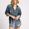 ONE TEASPOON Embellished Everyday Denim Shirt | Women Shirts