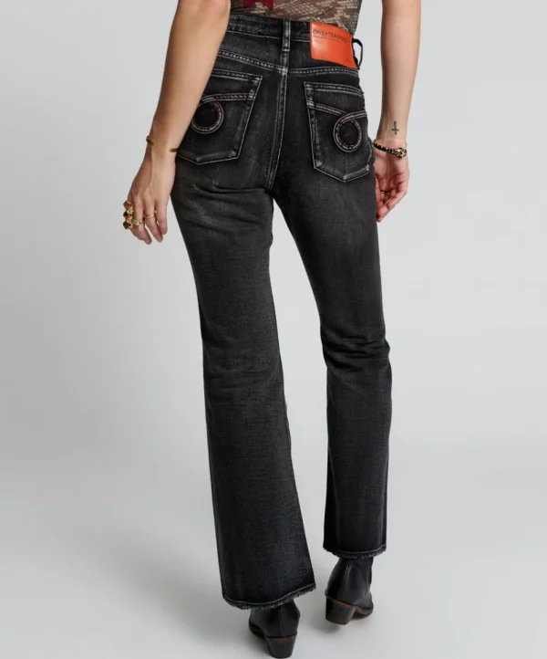 ONE TEASPOON Faded Black Charlie Slim High Waist Bootcut Jeans | Women Denim Jeans