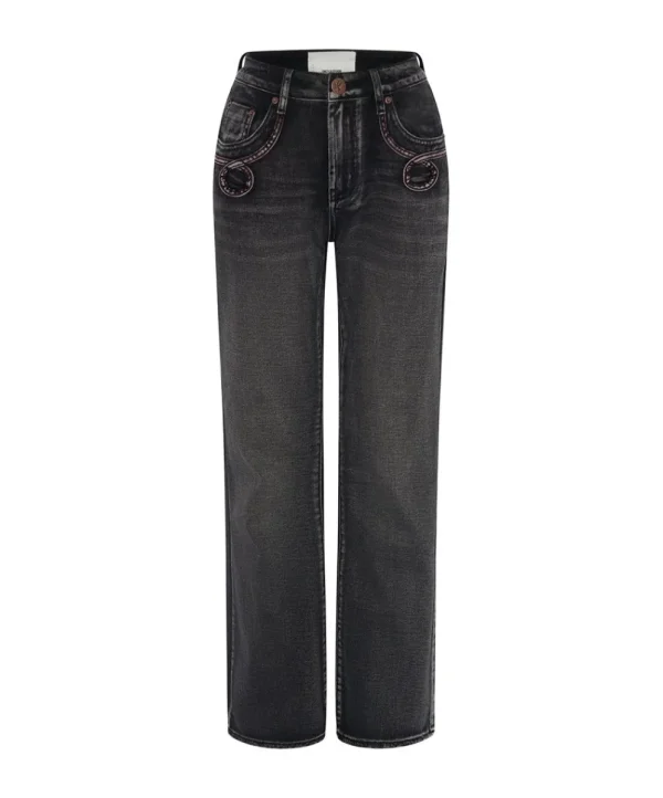 ONE TEASPOON Faded Black Charlie Slim High Waist Bootcut Jeans | Women Denim Jeans