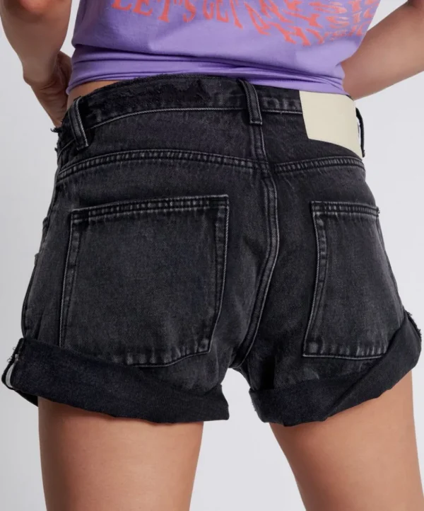 ONE TEASPOON Faded Black Smiths Tailored Low Waist Denim Shorts | Women Denim Shorts