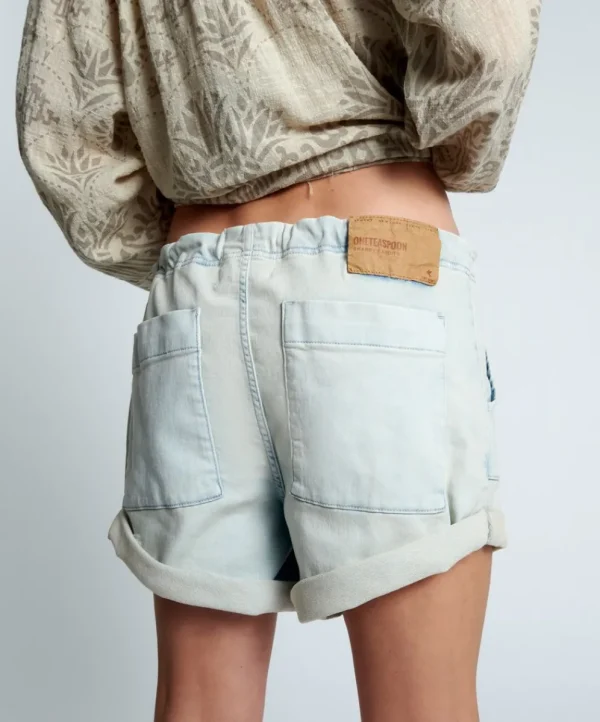 ONE TEASPOON Faded Blue Luxe Stretch Bandits Low Waist Shabby Shorts | Women Denim Shorts