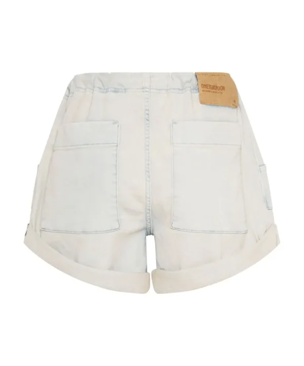 ONE TEASPOON Faded Blue Luxe Stretch Bandits Low Waist Shabby Shorts | Women Denim Shorts