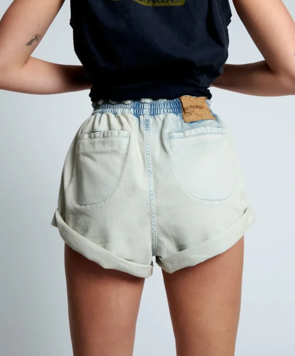 ONE TEASPOON Faded Blue Luxe Stretch Hunters Boyfriend Shorts | Women Denim Shorts