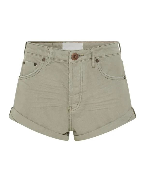 ONE TEASPOON Faded Khaki Bandits Mid Waist Denim Shorts | Women Denim Shorts