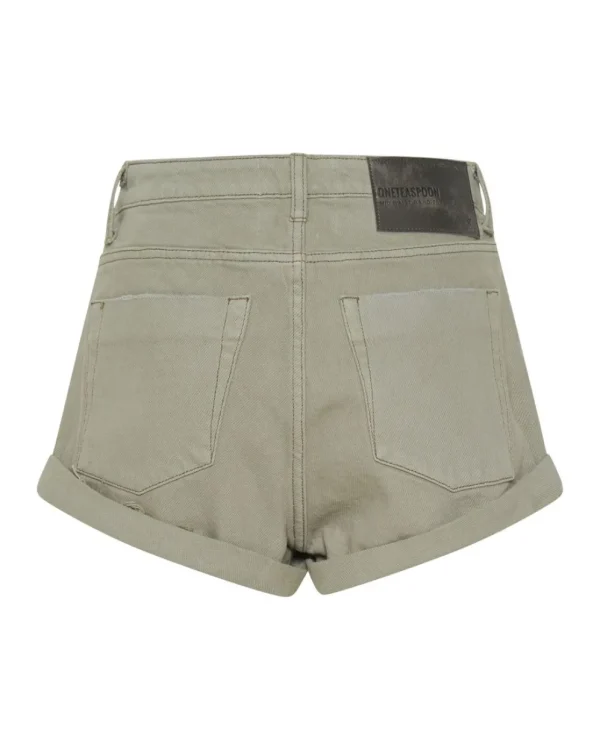 ONE TEASPOON Faded Khaki Bandits Mid Waist Denim Shorts | Women Denim Shorts