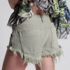 ONE TEASPOON Faded Khaki Bonita Low Waist Denim Shorts | Women Denim Shorts