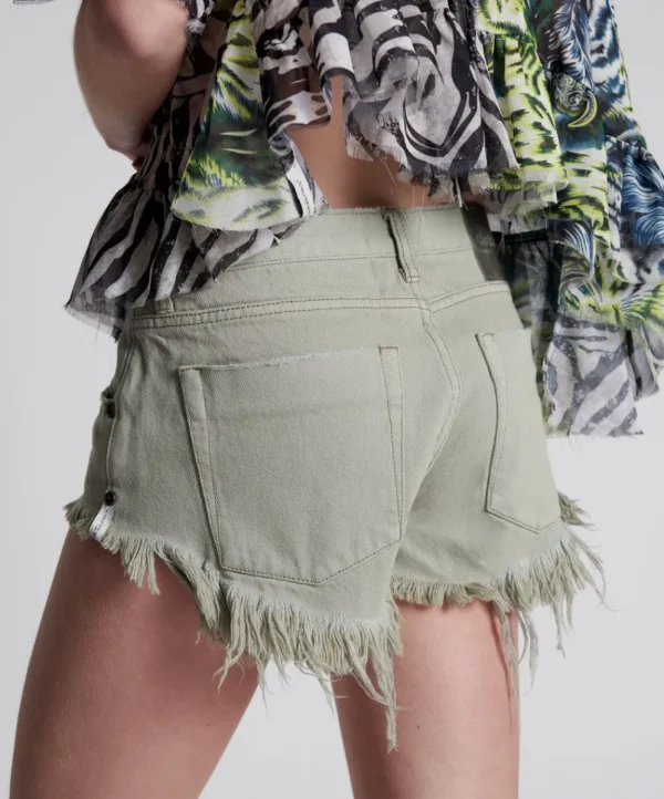 ONE TEASPOON Faded Khaki Bonita Low Waist Denim Shorts | Women Denim Shorts