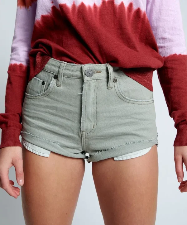 ONE TEASPOON Faded Khaki The One Shorts | Women Denim Shorts