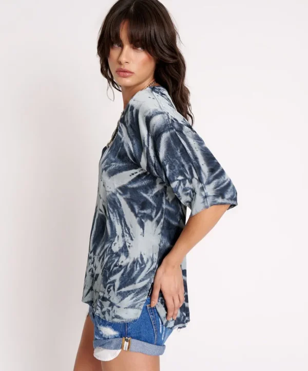 ONE TEASPOON Fire Flies Oversized Satin Tee | Women Basic Tees