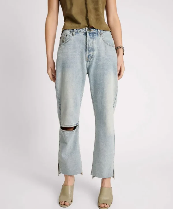 ONE TEASPOON Fleetwood Zipped Hooligans Mid Waist Relaxed Cropped Jeans | Women Denim Jeans