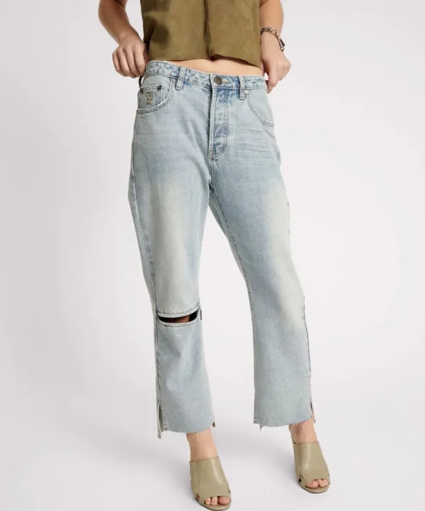 ONE TEASPOON Fleetwood Zipped Hooligans Mid Waist Relaxed Cropped Jeans | Women Denim Jeans