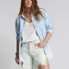 ONE TEASPOON Florence Frankies Long Length Denim Shorts | Women Denim Shorts