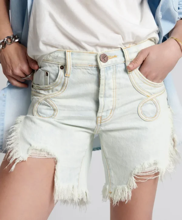 ONE TEASPOON Florence Frankies Long Length Denim Shorts | Women Denim Shorts