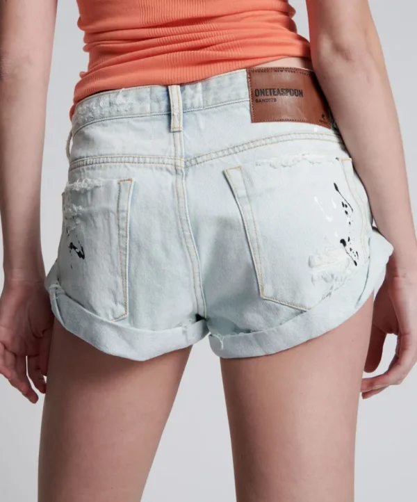 ONE TEASPOON Florence Painted Bandits Low Waist Denim Shorts | Women Denim Shorts