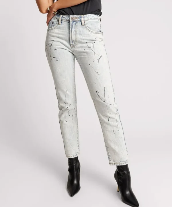 ONE TEASPOON Florence Painted High Waist Awesome Baggies Straight Leg Jeans | Women Denim Jeans