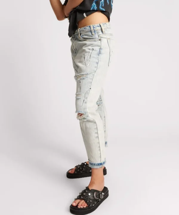 ONE TEASPOON Florence Painted Saints Boyfriend Jeans | Women Denim Jeans