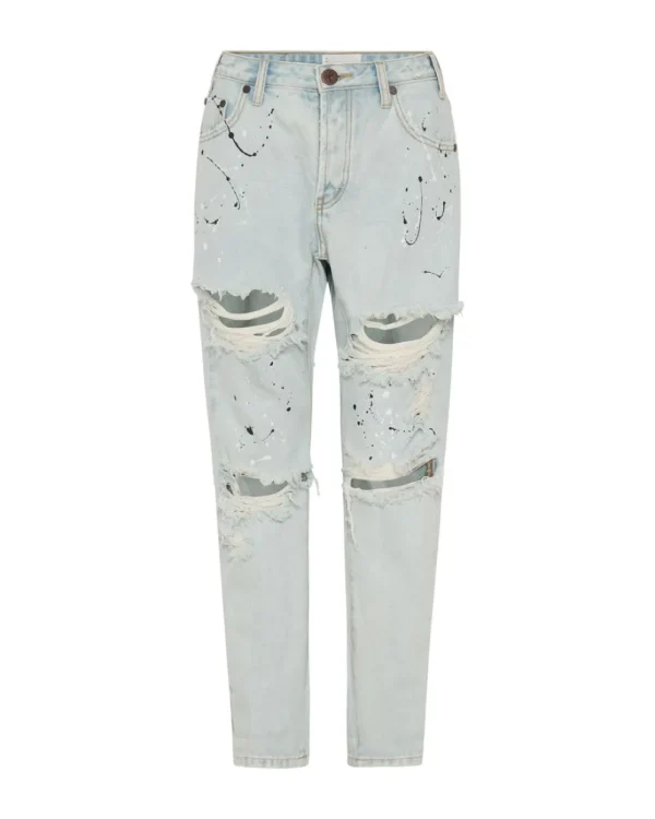 ONE TEASPOON Florence Painted Saints Boyfriend Jeans | Women Denim Jeans