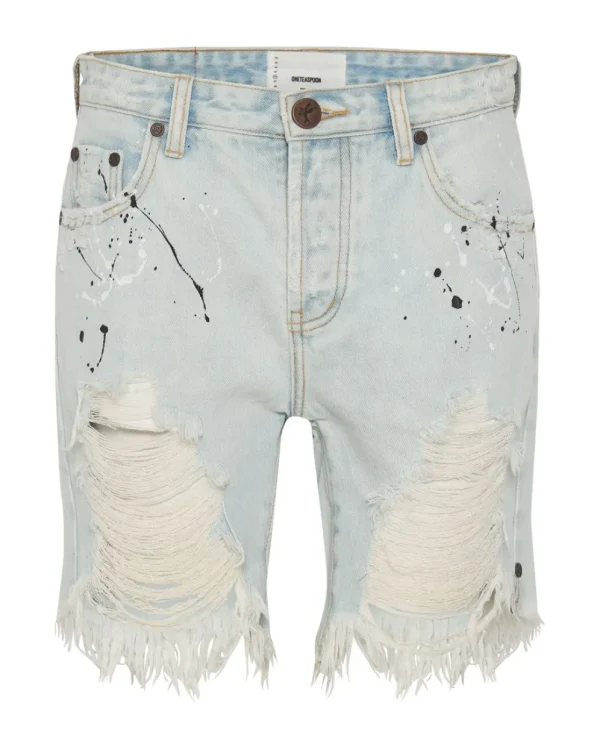 ONE TEASPOON Florence Painted Stevies Long Length Boyfriend Shorts | Women Denim Shorts