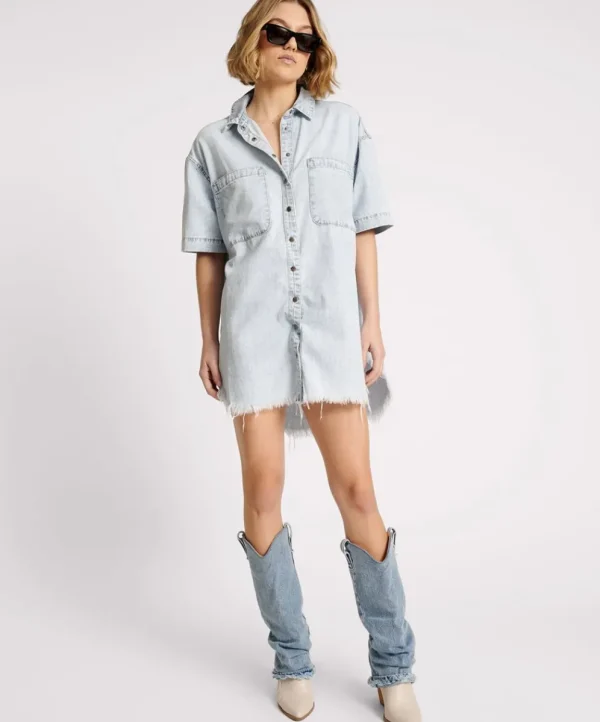 ONE TEASPOON Florence Paris Denim Shirt Dress | Women Midi & Maxi Dresses