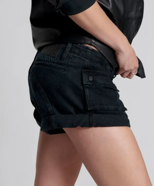 ONE TEASPOON Fox Black Cadet Bandits Low Waist Shorts | Women Denim Shorts