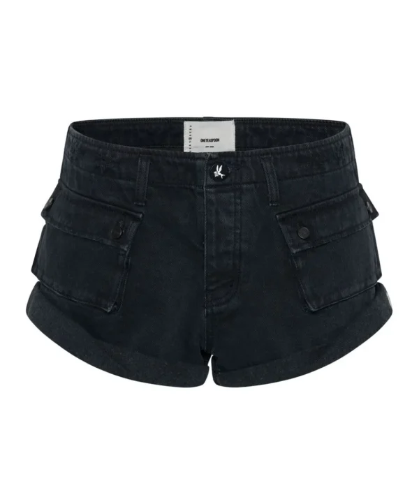 ONE TEASPOON Fox Black Cadet Bandits Low Waist Shorts | Women Denim Shorts