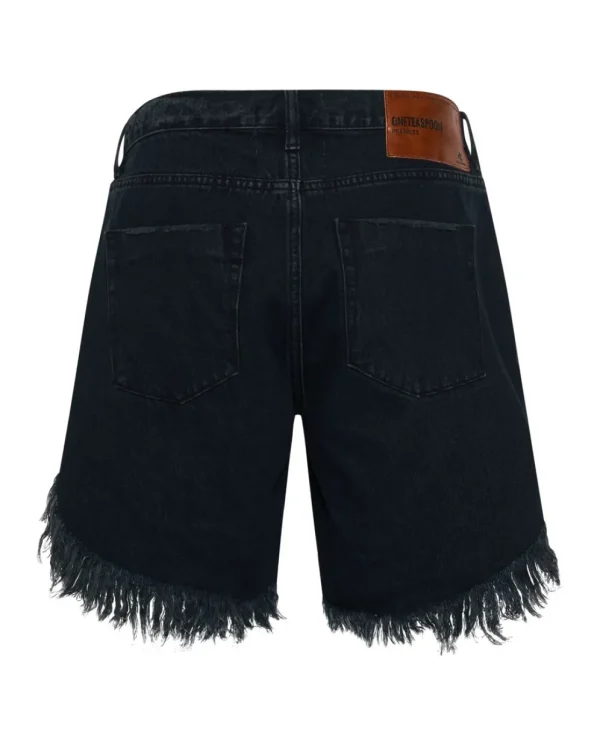 ONE TEASPOON Fox Black Frankies Long Length Denim Shorts | Women Denim Shorts