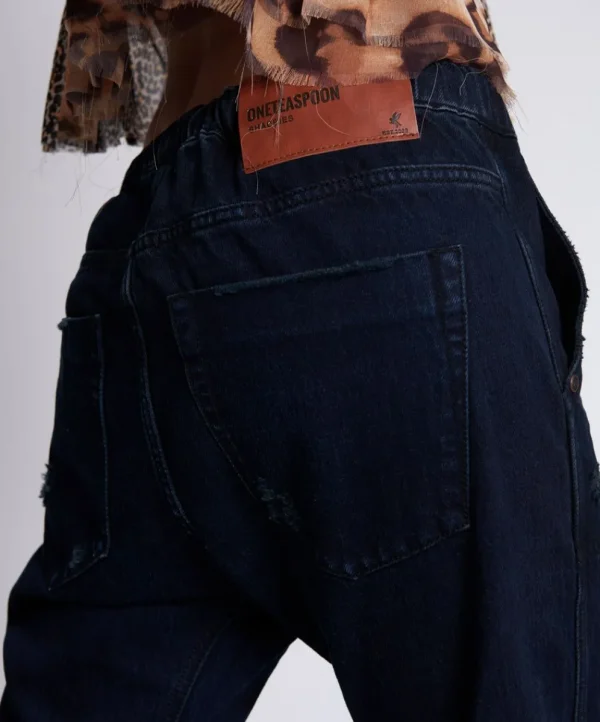 ONE TEASPOON Fox Black Shabbies Drawstring Boyfriend Jeans | Women Denim Jeans