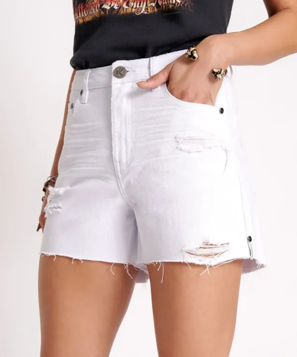 ONE TEASPOON Fresh White Legend High Waist Mom Fit Shorts | Women Denim Shorts