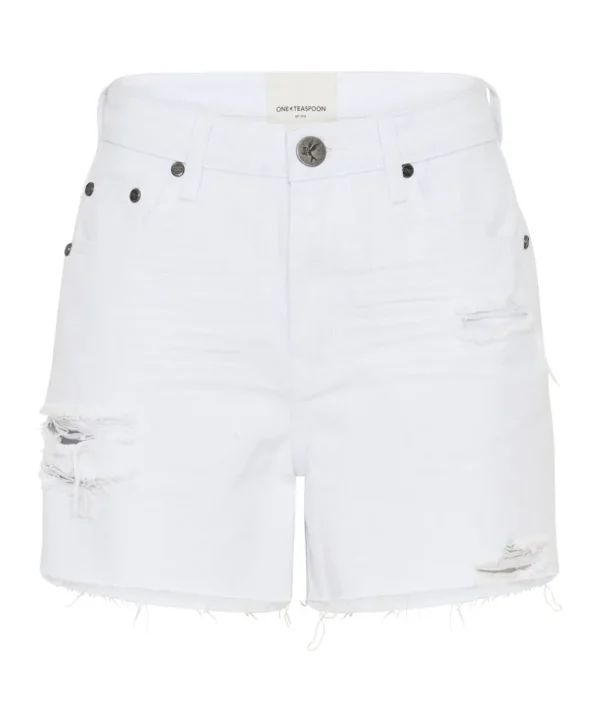 ONE TEASPOON Fresh White Legend High Waist Mom Fit Shorts | Women Denim Shorts