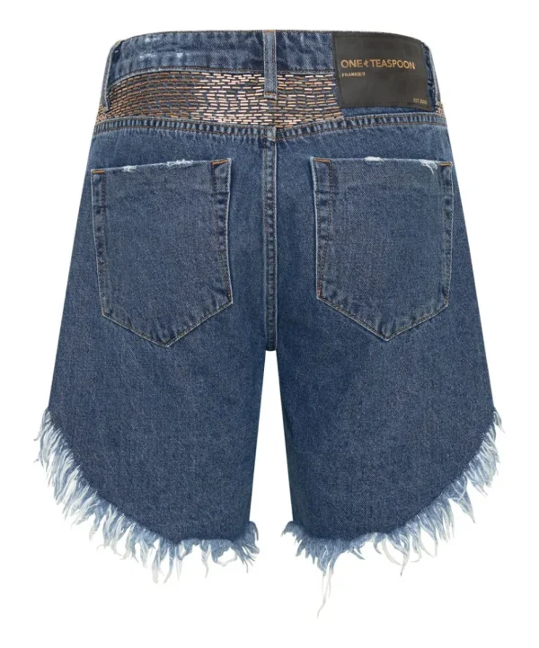ONE TEASPOON Gold Mine Frankies Long Length Denim Shorts | Women Denim Shorts