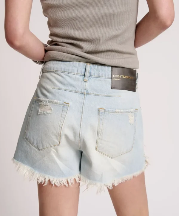 ONE TEASPOON Gold Mine Le Wolves Mid Length Denim Shorts | Women Denim Shorts