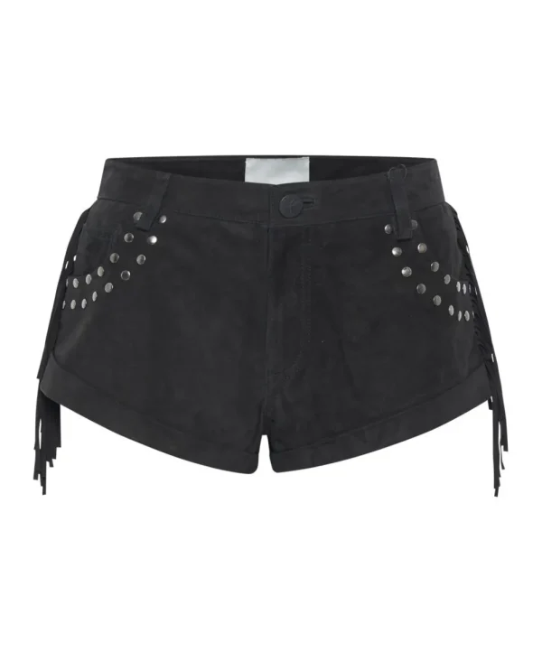 ONE TEASPOON Gothic Rodeo Fringed Suede Studded Bandits Low Waist Shorts | Women Bottoms