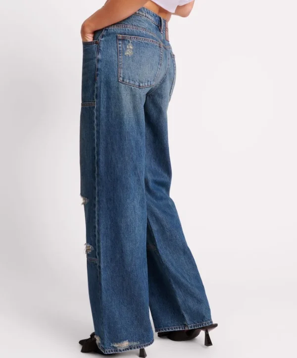 ONE TEASPOON Gritty Blue Jackson Utility Mid Waist Wide Leg Jeans | Women Denim Jeans