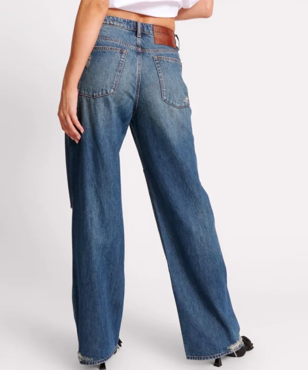 ONE TEASPOON Gritty Blue Jackson Utility Mid Waist Wide Leg Jeans | Women Denim Jeans