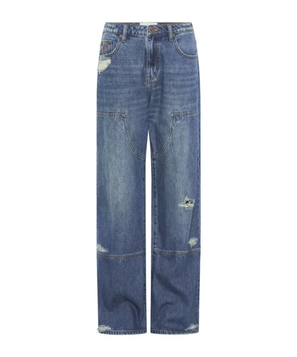 ONE TEASPOON Gritty Blue Jackson Utility Mid Waist Wide Leg Jeans | Women Denim Jeans