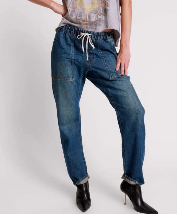 ONE TEASPOON Gritty Blue Shabbies Drawstring Boyfriend Jeans | Women Denim Jeans