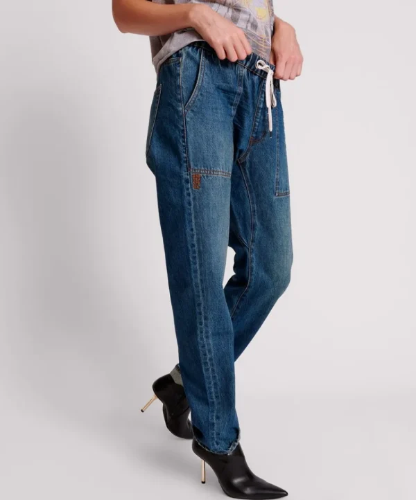 ONE TEASPOON Gritty Blue Shabbies Drawstring Boyfriend Jeans | Women Denim Jeans