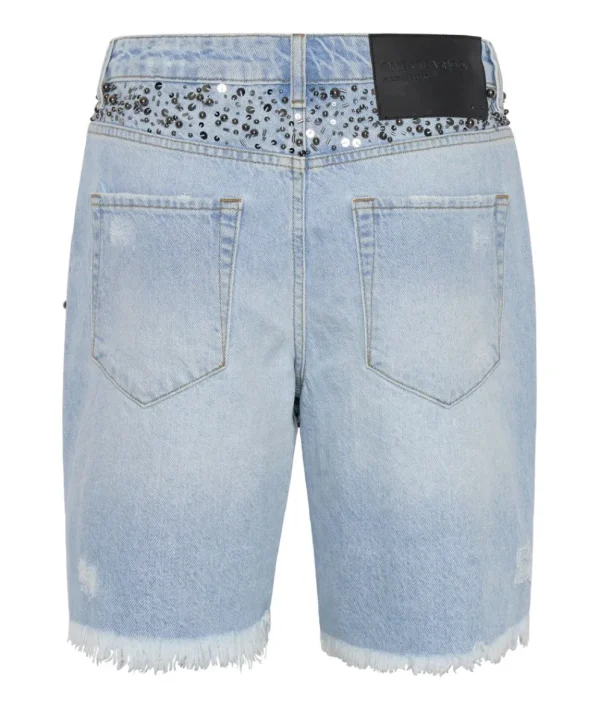 ONE TEASPOON Hand Beaded Jackson Mid Waist Wide Leg Shorts | Women Denim Shorts