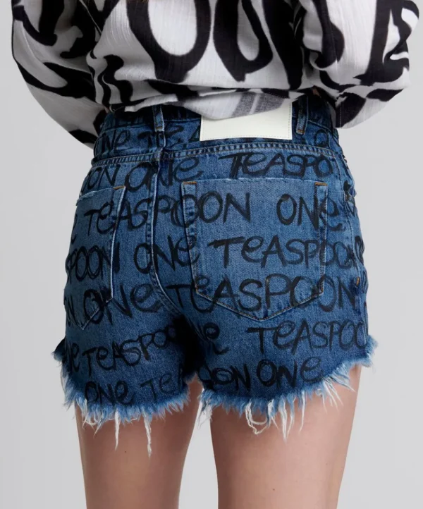 ONE TEASPOON Hand Graffiti Bonita High Waist Denim Shorts | Women Denim Shorts