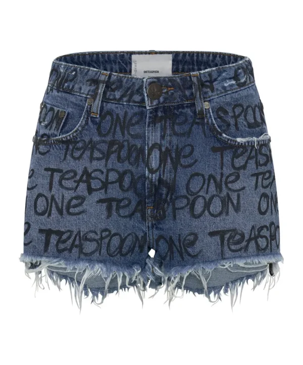 ONE TEASPOON Hand Graffiti Bonita High Waist Denim Shorts | Women Denim Shorts