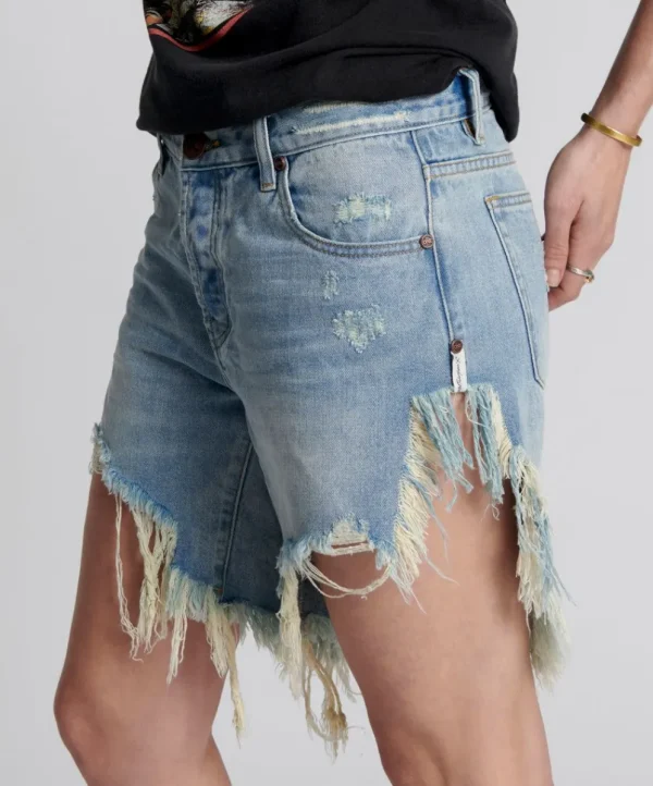 ONE TEASPOON Hendrixe Frankies Long Length Denim Shorts | Women Denim Shorts