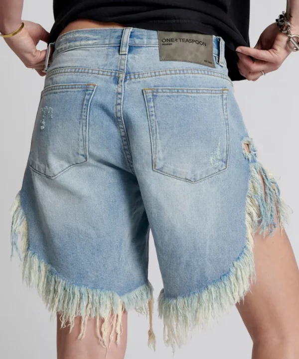 ONE TEASPOON Hendrixe Frankies Long Length Denim Shorts | Women Denim Shorts