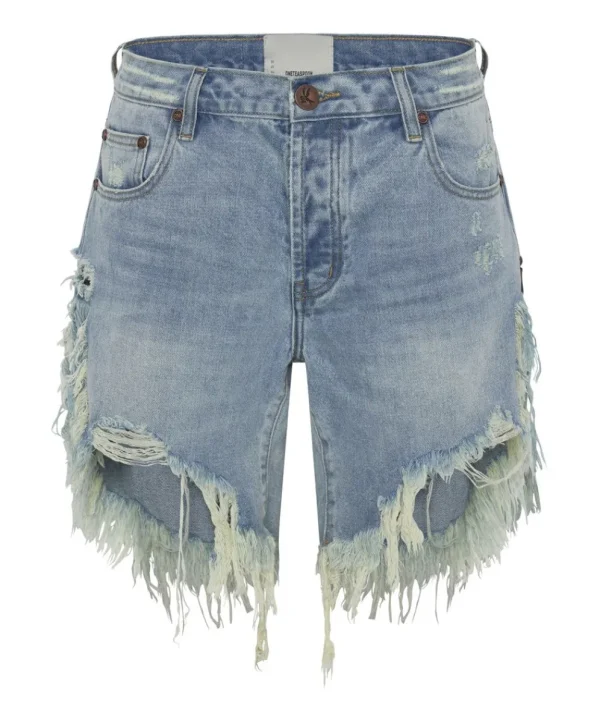 ONE TEASPOON Hendrixe Frankies Long Length Denim Shorts | Women Denim Shorts