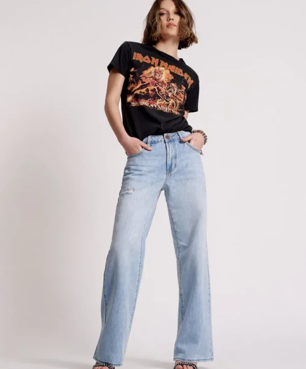 ONE TEASPOON Hendrixe Jacksons Mid Waist Wide Leg Jeans | Women Denim Jeans