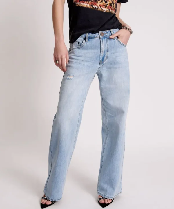 ONE TEASPOON Hendrixe Jacksons Mid Waist Wide Leg Jeans | Women Denim Jeans