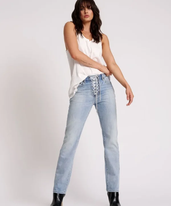 ONE TEASPOON Hendrixe Truckers Mid Waist Straight Leg Jeans | Women Denim Jeans