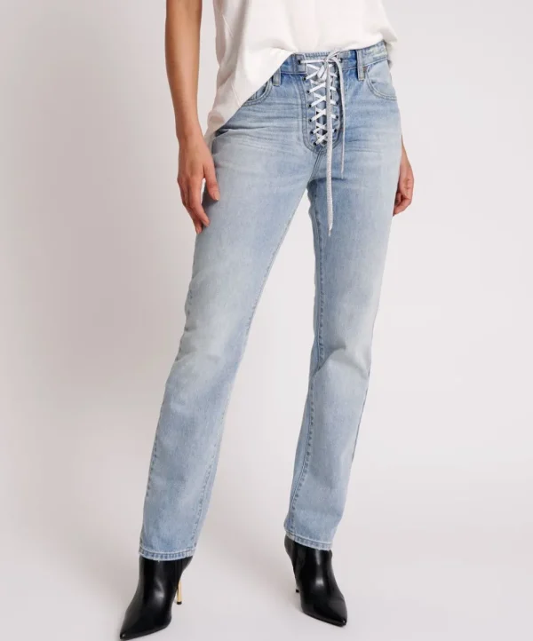 ONE TEASPOON Hendrixe Truckers Mid Waist Straight Leg Jeans | Women Denim Jeans